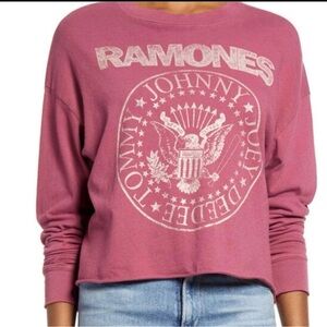 Daydreamer Ramones Crop Long Sleeve Graphic Band Tee M